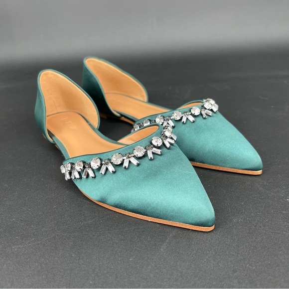 J. Crew Factory Shoes - New ~ J. Crew Factory Satin jeweled Zoe d'Orsay flats Size 7